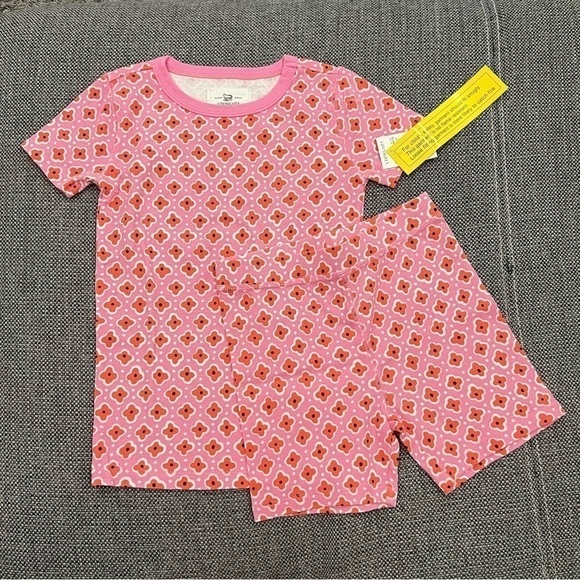 J.Crew Crewcuts Girls’ Printed Pink Short-Sleeve Pajama Set (Size 7) - Picture 1 of 5